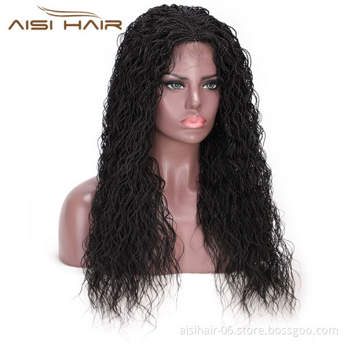 Aisi Hair Lace Front Senegalese Twist Braided Long Wavy Wigs Synthetic Middle Part Lace Front Long Braided Wigs